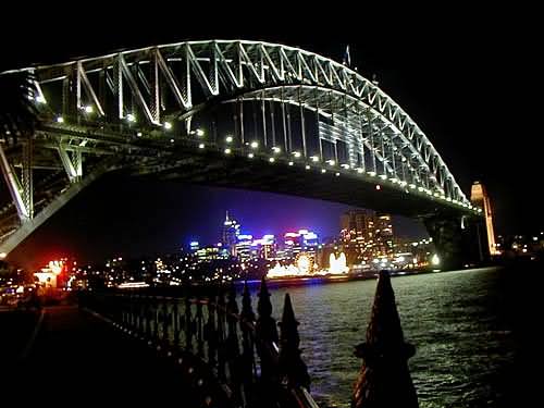 Night View Of The Auckland Harbour Bridge