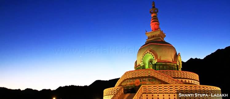 Night View Of The Shanti Stupa, Ladakh