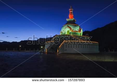 Photo Of Shanti Stupa In Leh Ladakh During Night