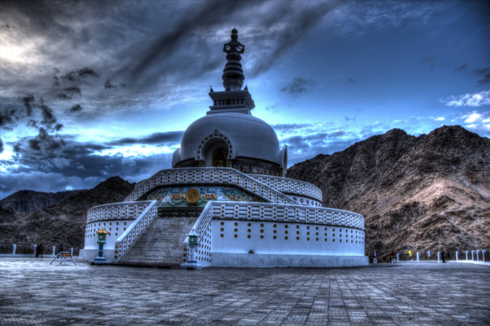 Shanti Stupa At Dusk