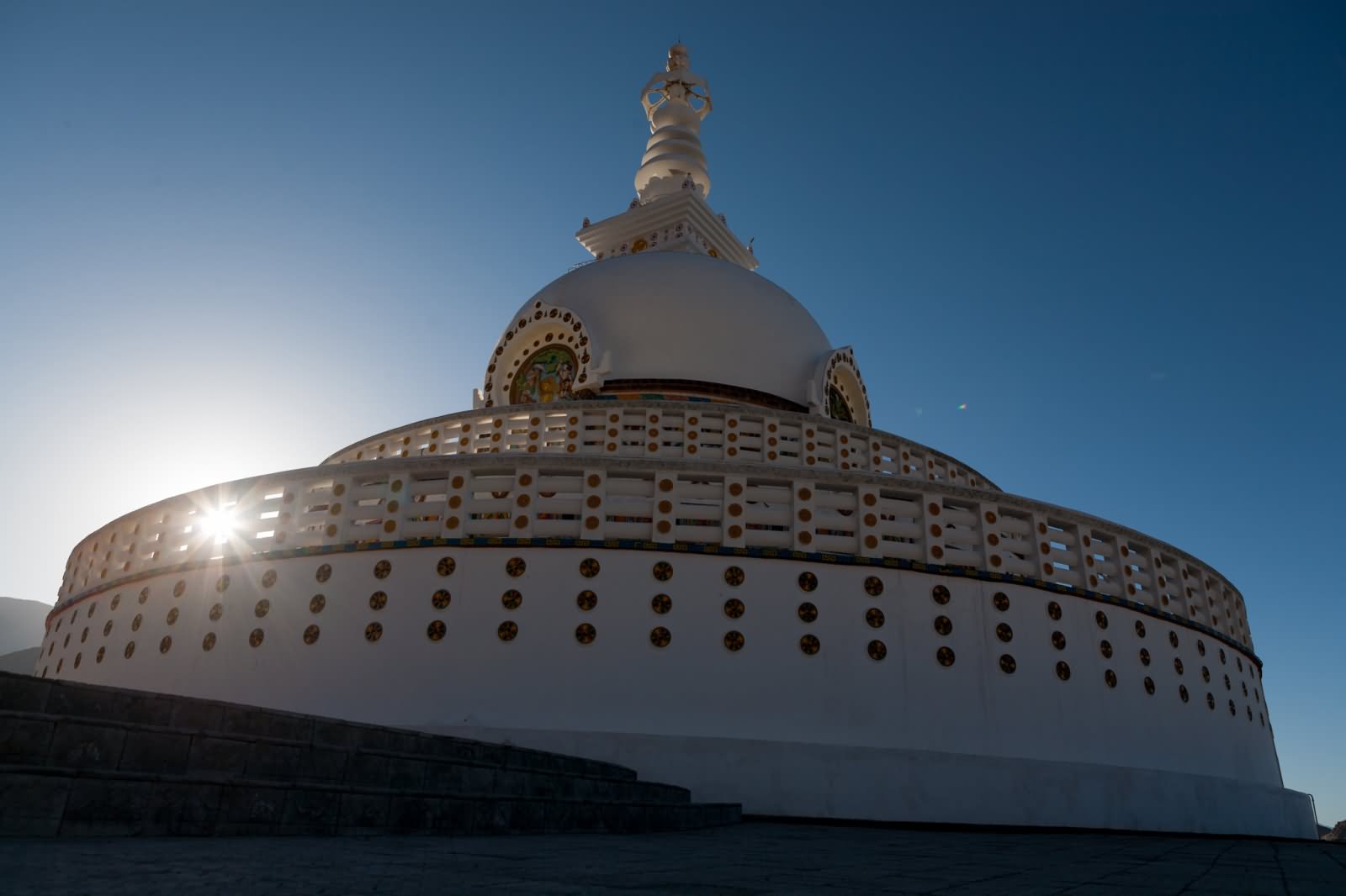 Shanti Stupa At Leh Ladakh View Fro Below