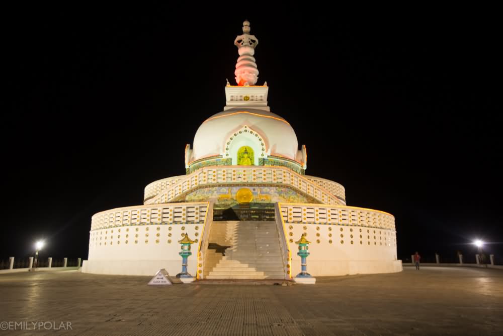 Shanti Stupa At Night In Leh Ladakh