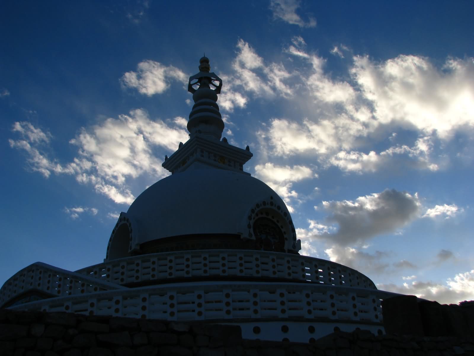 Shanti Stupa Dome Picture At Sunset