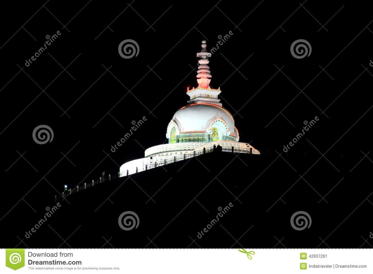 Shanti Stupa During Night Time