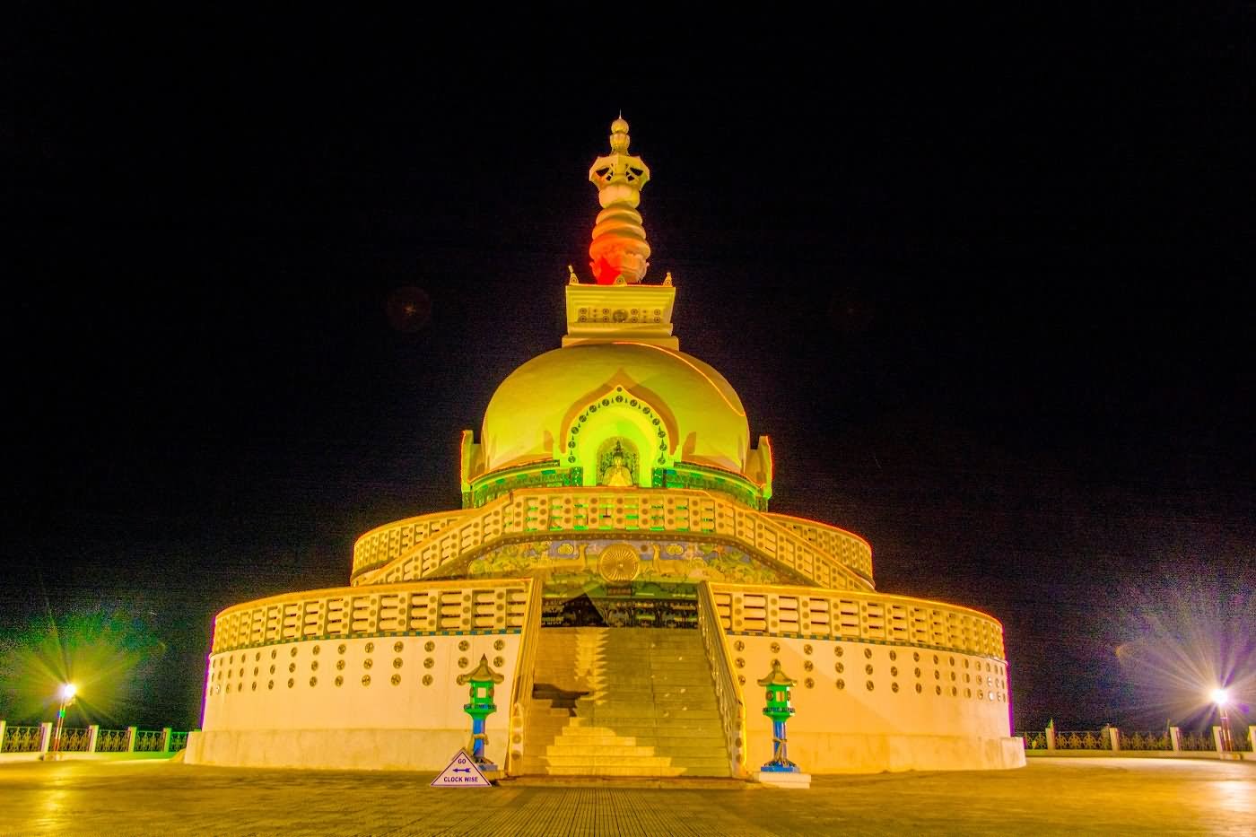 Shanti Stupa In Leh Ladakh Illuminated At Night