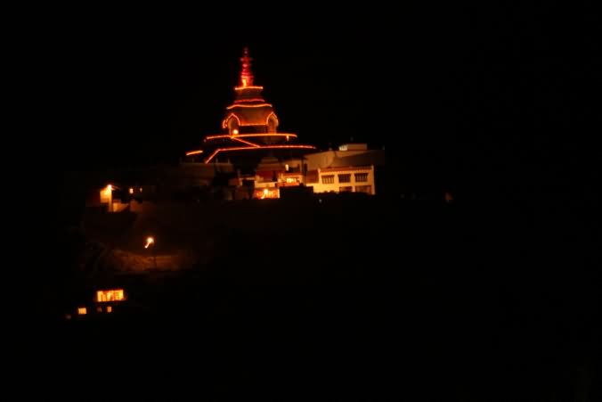 Shanti Stupa Lit Up At Night In Leh Ladakh