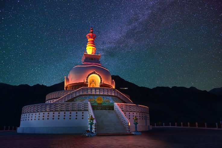 Shanti Stupa Looks Amazing At Night