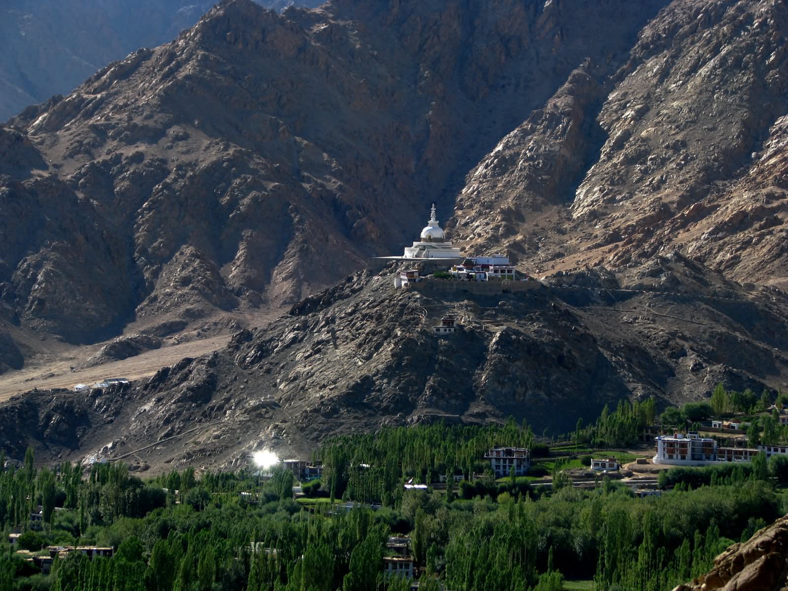 Shanti Stupa View From The Old Fort