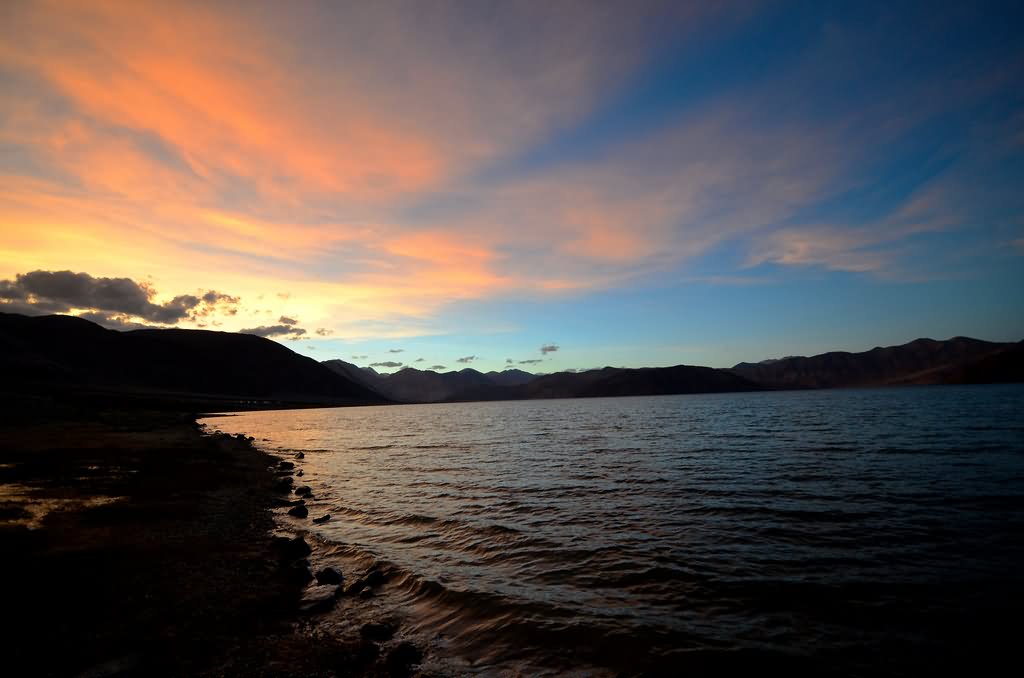 Sunset At The Pangong Tso Lake, Ladakh, Kashmir