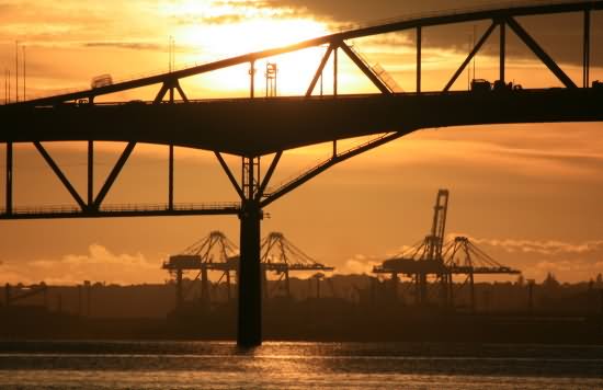 Sunset On The Back Of The Auckland Harbour Bridge