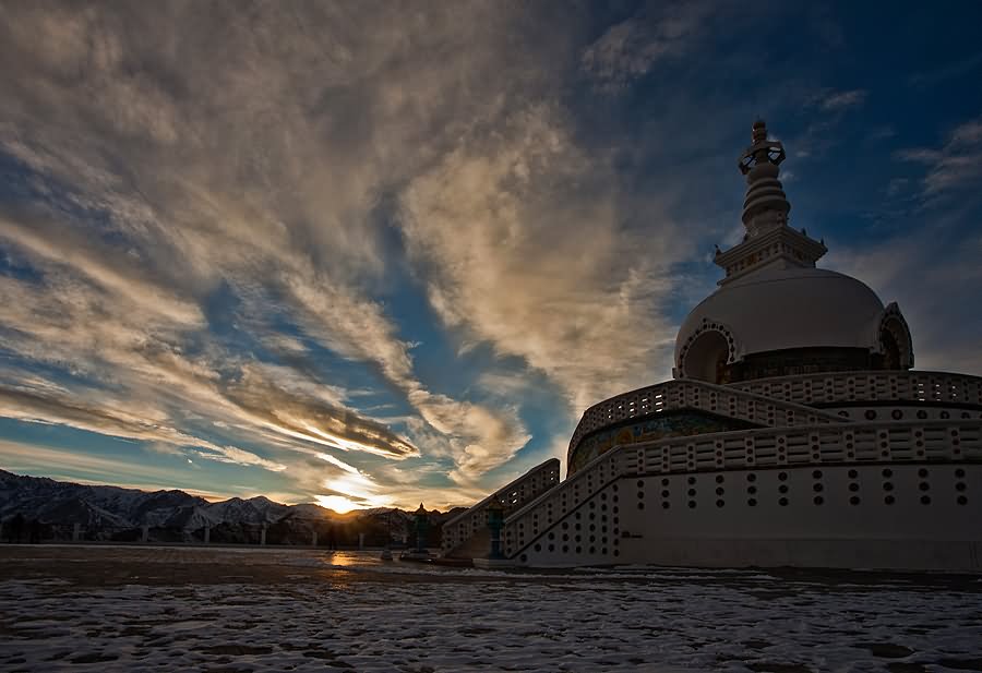 Sunset View Image Of Shanti Stupa, Ladakh