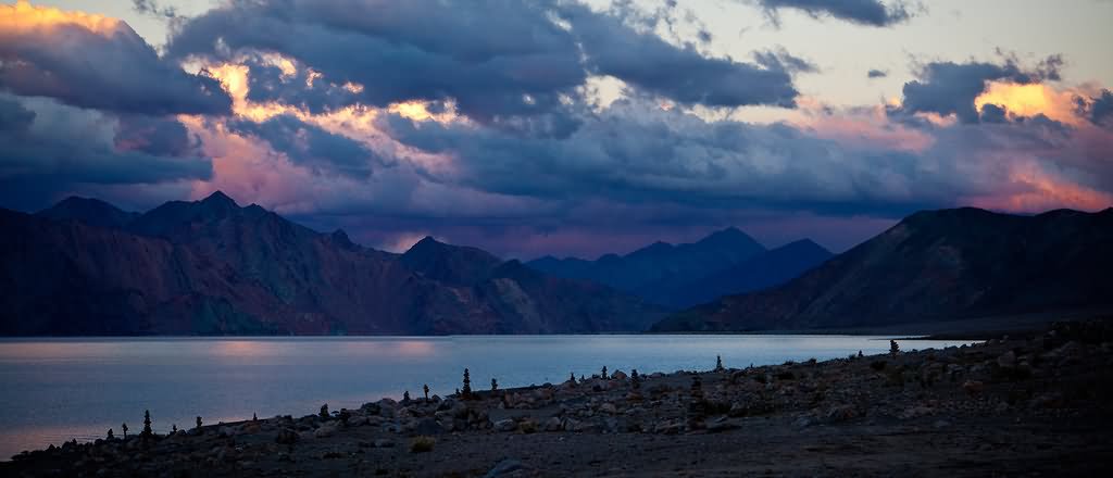 Sunset View Image Of The Pangong Tso Lake