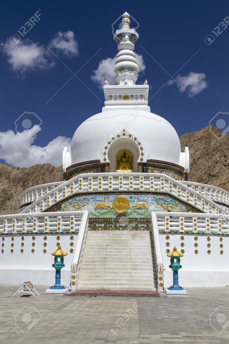 Tall Shanti Stupa In Leh Ladakh