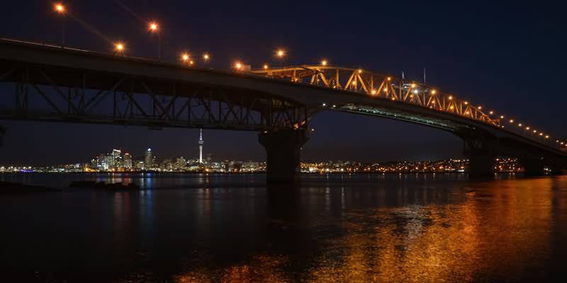 The Auckland Harbour Bridge At Night