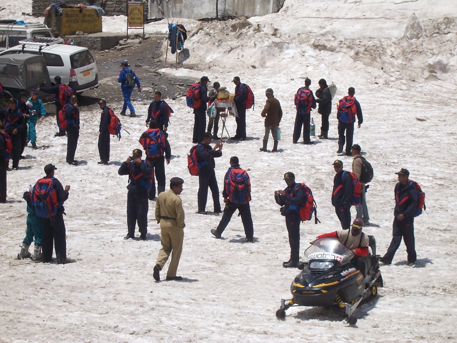 Tourist Enjoying On Snow Scooter At Rohtang Pass