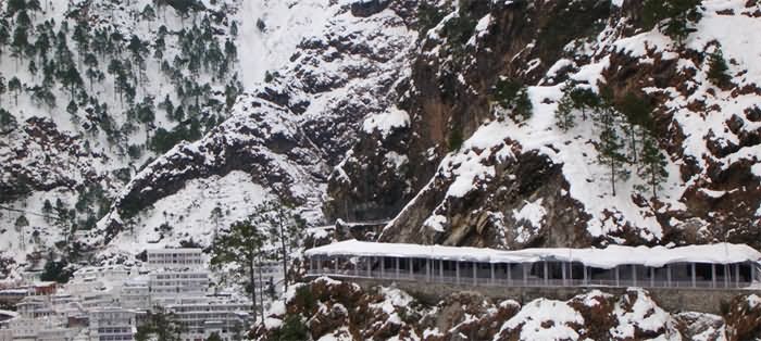 Vaishno Devi Temple Covered With Snow During Winter Season