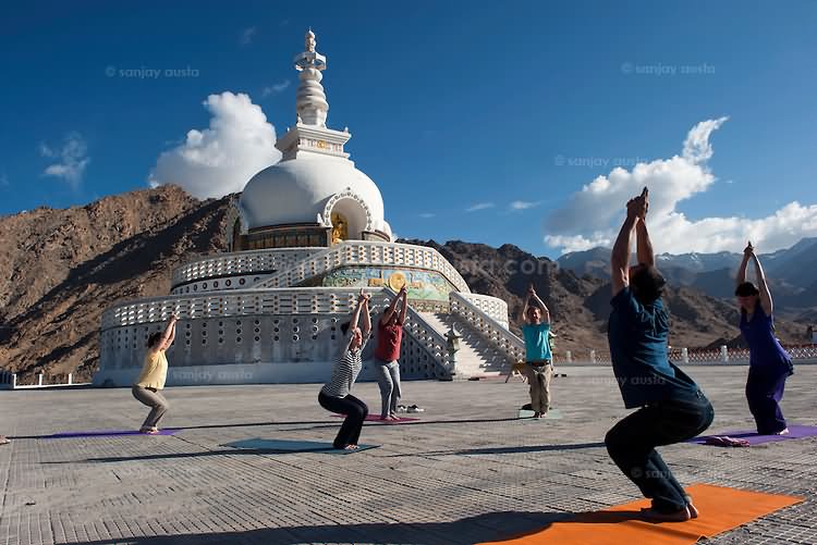 Yoga At The Shanti Stupa