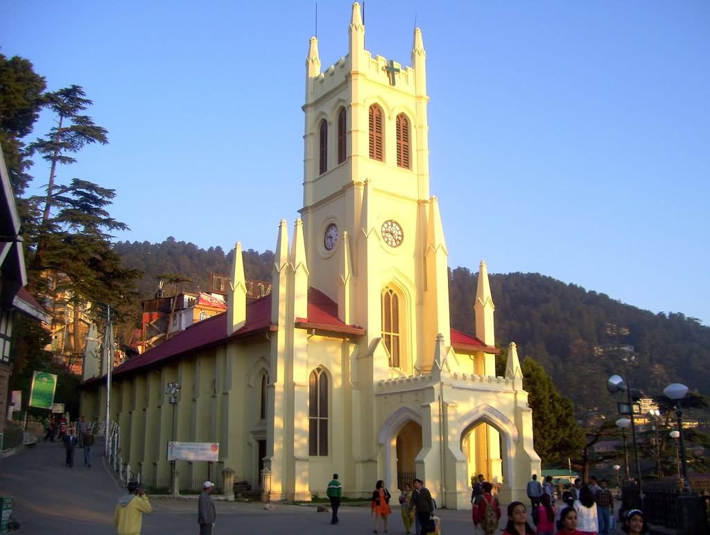 Beautiful Picture Of The Christ Church In Shimla During Sunset