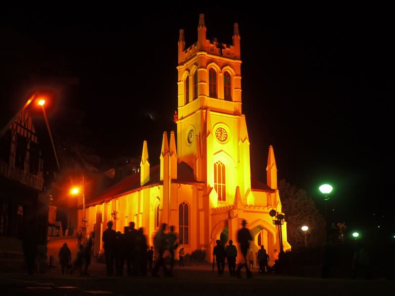 34 Incredible Night View Pictures And Photos Of Christ Church, Shimla