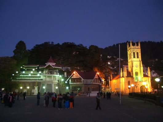 Christ Church At Ridge In Shimla At Night