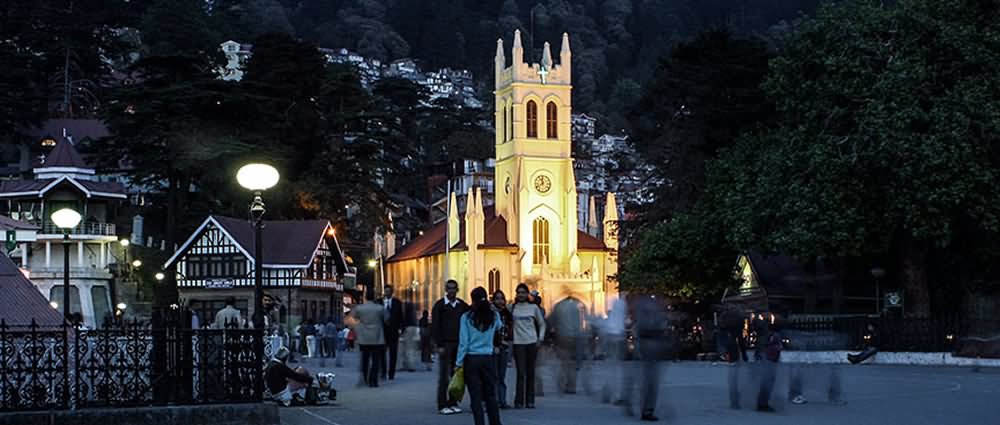 Christ Church At Shimla Lit Up At Night