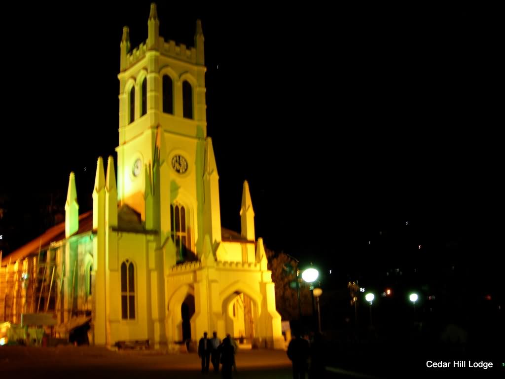 Christ Church In Shimla At Night