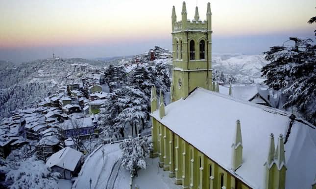 Christ Church Shimla Covered With Snow