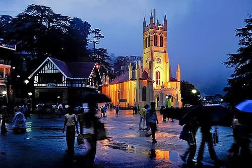 Christ Church Shimla Illuminated At Night