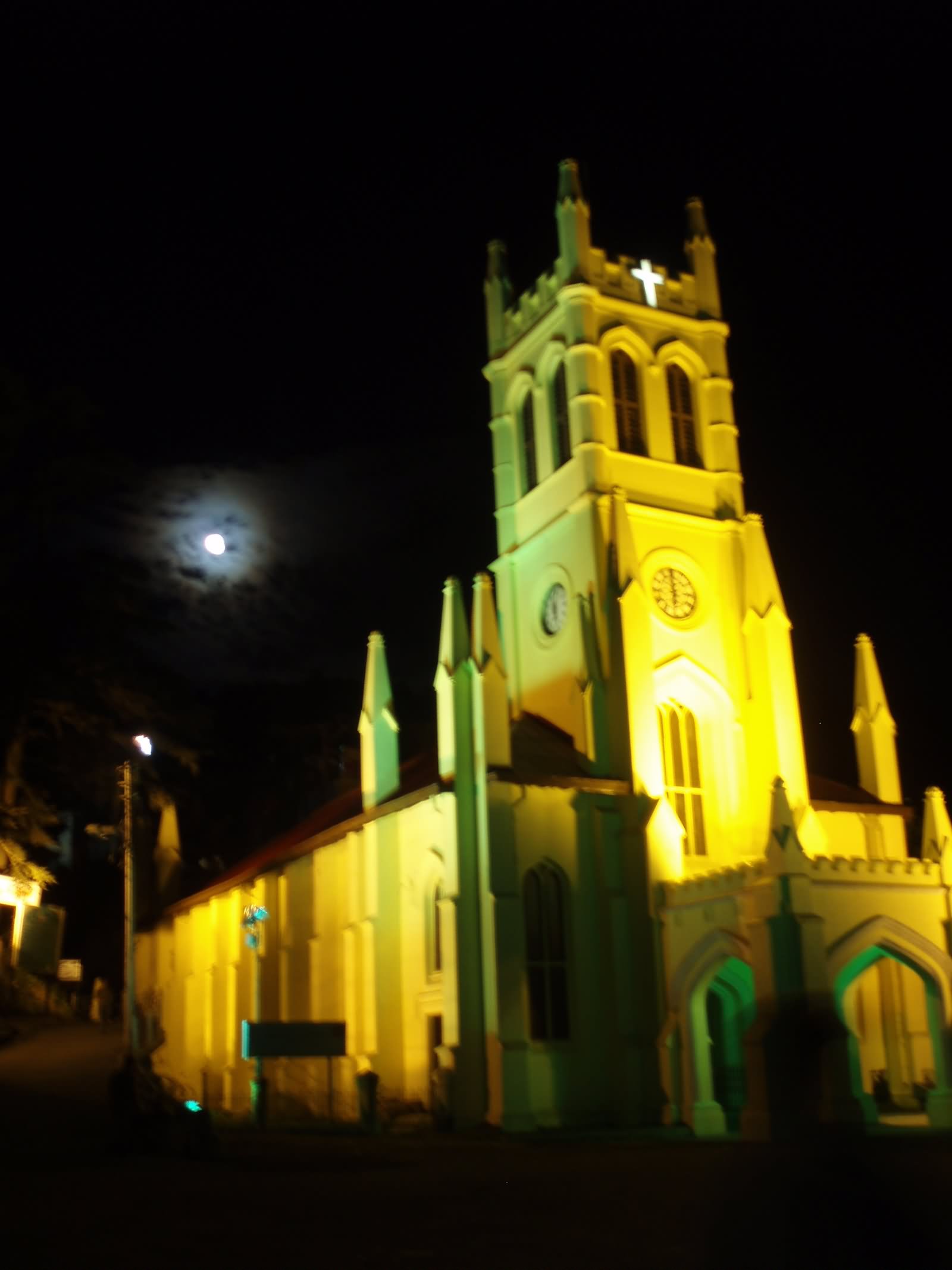 Night Picture Of The Christ Church, Shimla