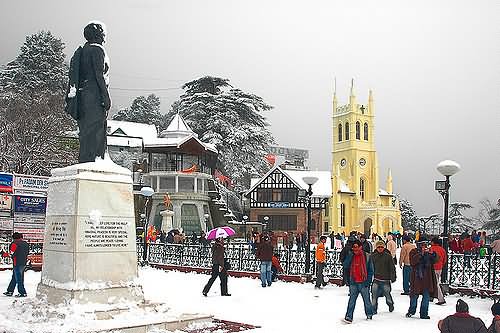 The Christ Church And Indira Gandhi Statue At Ridge, Shimla