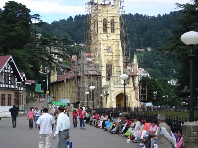 The Christ Church In Shimla During Restoration