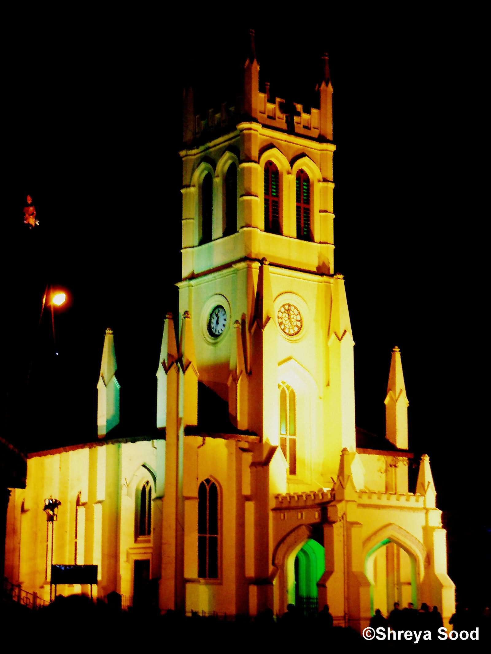 The Christ Church Shimla Illuminated At Night