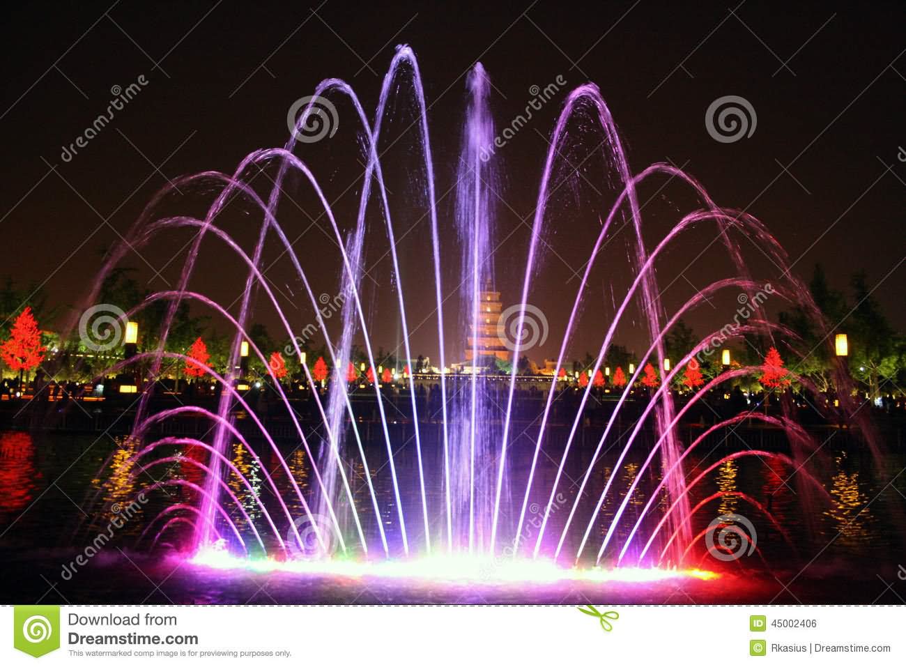 Adorable Musical Fountains At The Giant Wild Goose Pagoda In Xi'an, China