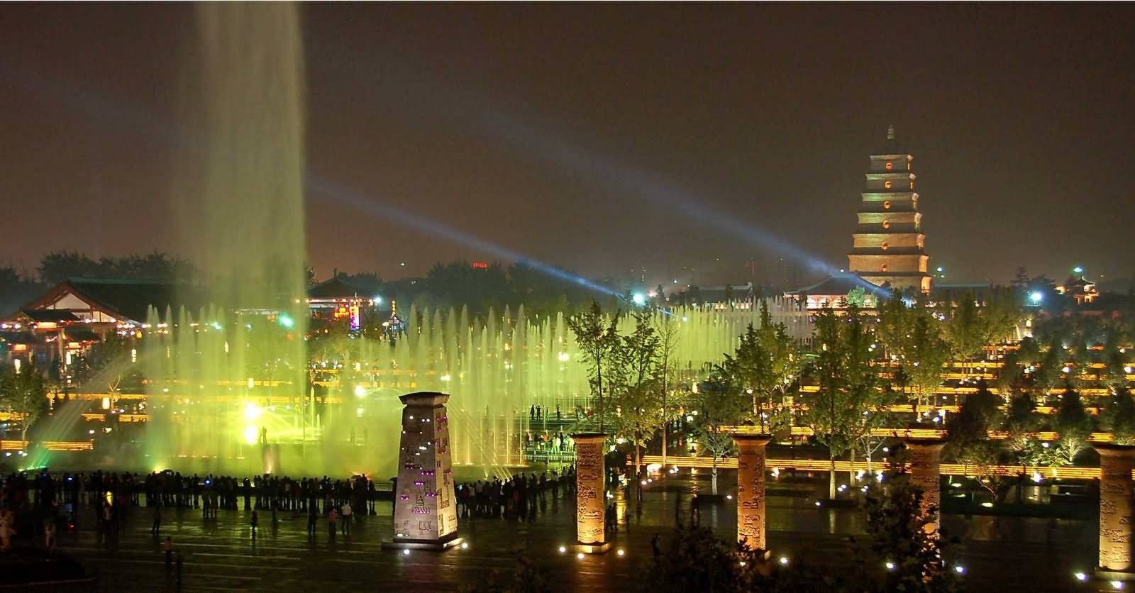 Amazing Night View Of The Giant Wild Goose Pagoda