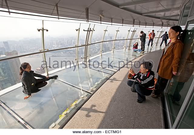 Chinese Tourists Inside The Oriental Pearl Tower, Shanghai