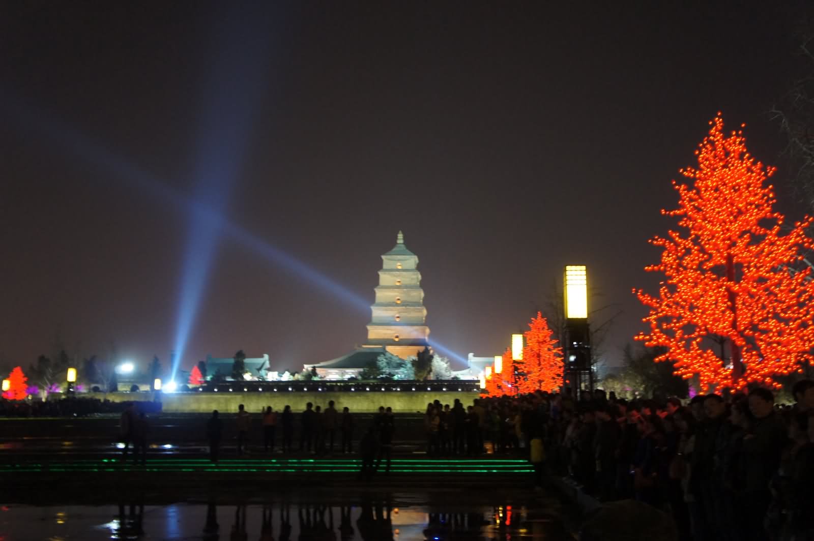 Giant Wild Goose Pagoda At Night