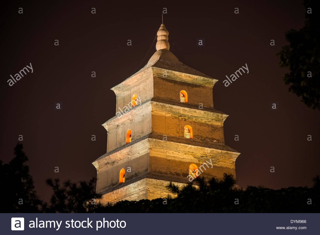 Giant Wild Goose Pagoda Lit Up At Night