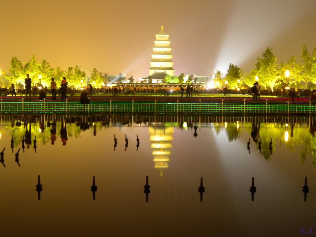 Incredible Night View Of The Giant Wild Goose Pagoda