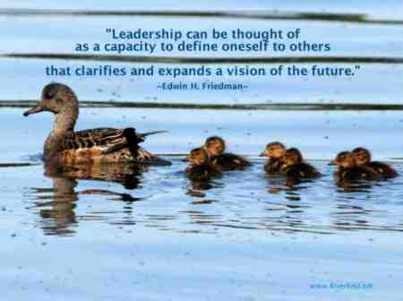 Leadership can be thought of as a capacity to define oneself to others in a way that clarifies and expands a vision of the future.