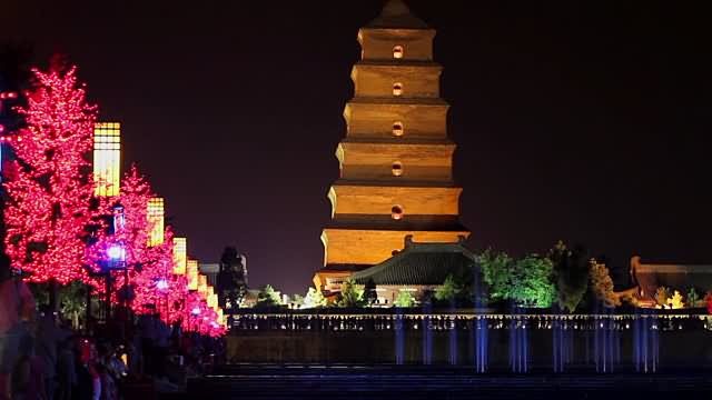 Night View Of Giant Wild Goose Pagoda