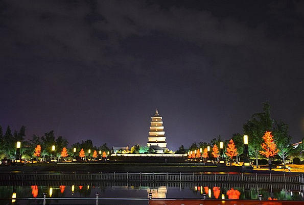 Night View Of The Giant Wild Goose Pagoda In Xi'an, China