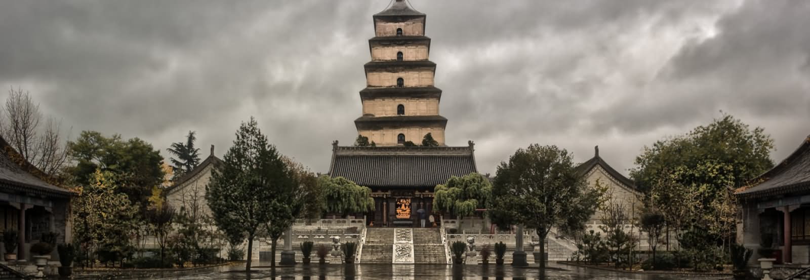 Panorama View Of The Giant Wild Goose Pagoda In China