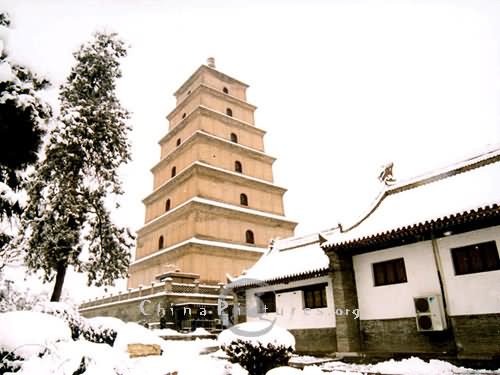 Snow Covered Giant Wild Goose Pagoda