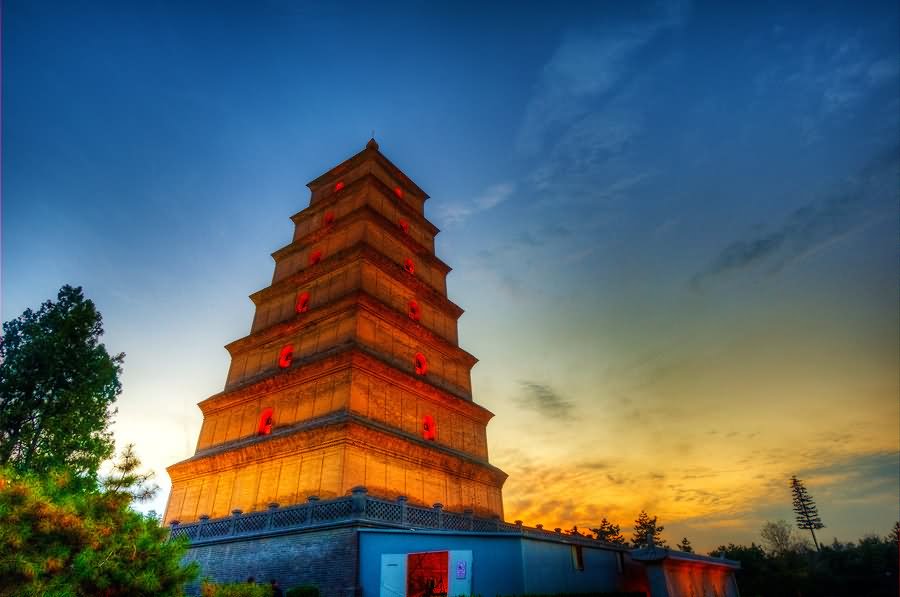 Sunset View Of The Giant Wild Goose Pagoda