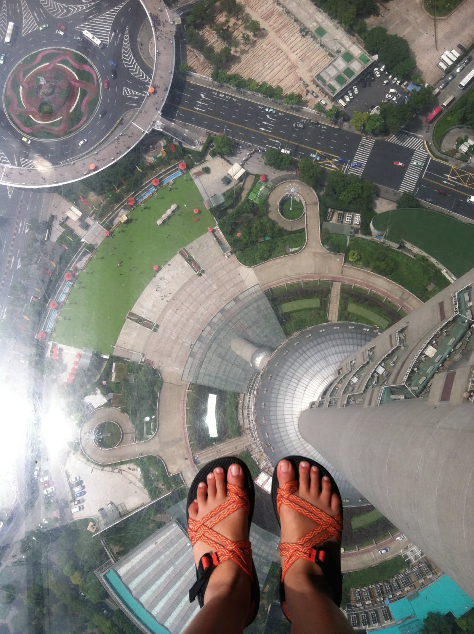 View From The Glass Floor Inside Oriental Pearl Tower, Shanghai