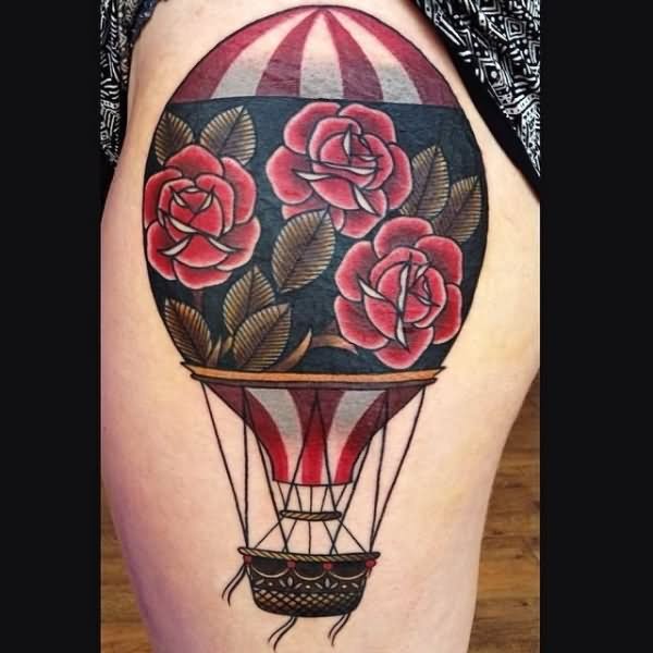 New School Hot Balloon Tattoo by Gloria Garcia