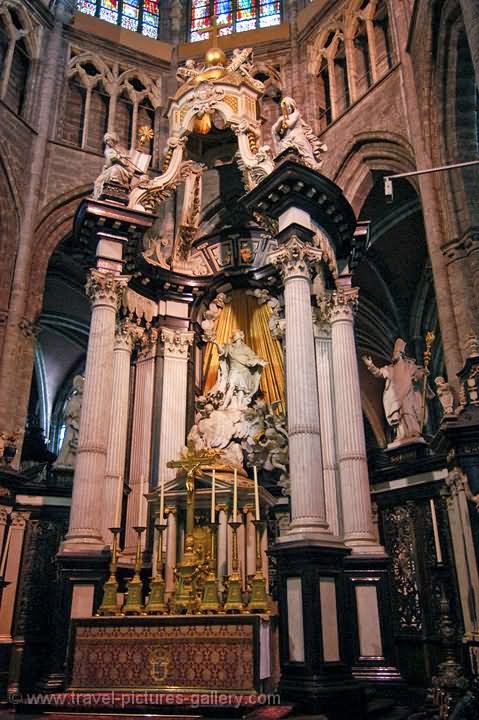 Altar Piece Inside The Saint Bavo Cathedral In Ghent, Belgium