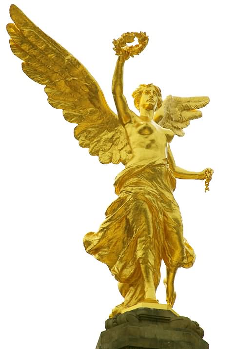 Beautiful Closeup Image Of The Angel Of Independence Golden Statue