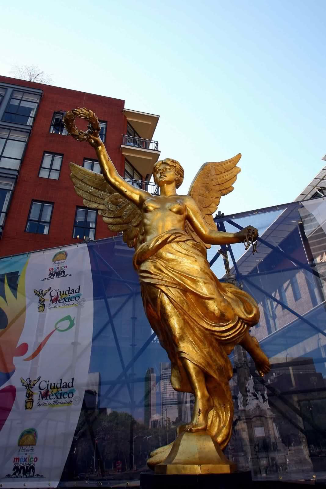 Beautiful Golden Statue Closeup Of Angel Of Independence