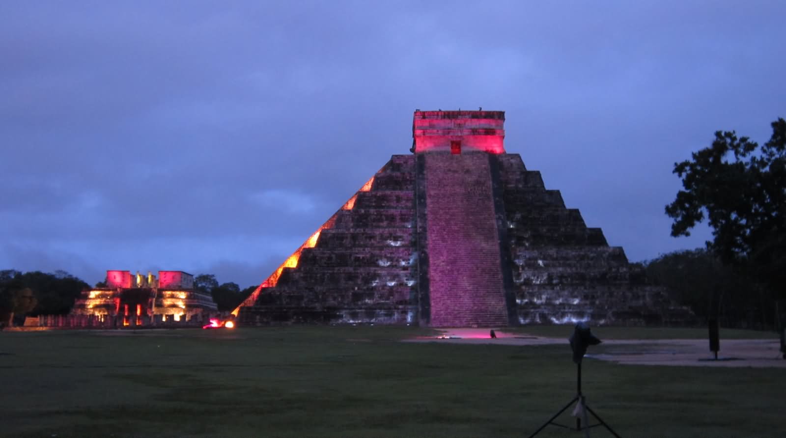 Beautiful Night Picture Of The El Castillo At Chichen Itza, Mexico